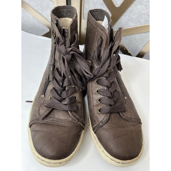 UGG Blaney 1009885 Leather High Top LaceUp Zipper Sneakers Sz 9.5 Women Shoes - Picture 4 of 10